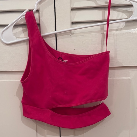 Pink One-Shoulder Women's Seamless Garage Top - Picture 2 of 9
